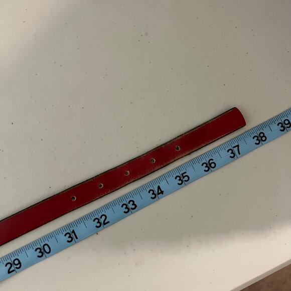 Vintage Liz Claiborne Red Genuine Saddle Leather Brass Buckle Belt Size Large